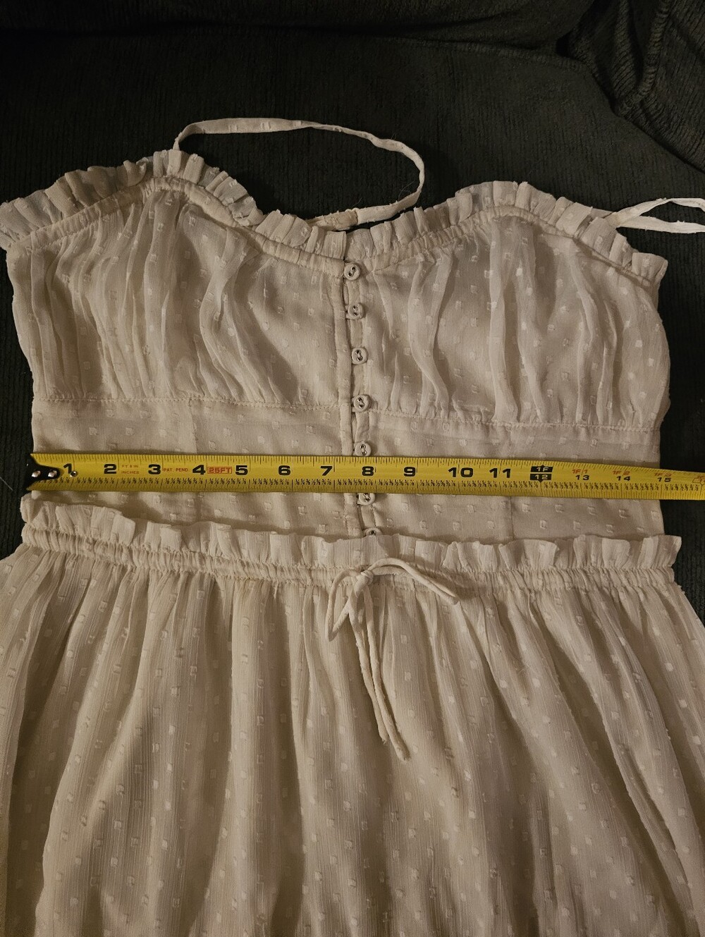 Patrons of Peace Cream Swiss Dot Maxi Dress Spaghetti Straps Size L - Picture 6 of 6